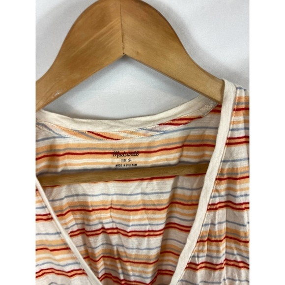 Madewell Whisper Cotton V-Neck Pocket Striped Tank Top small - Picture 3 of 5